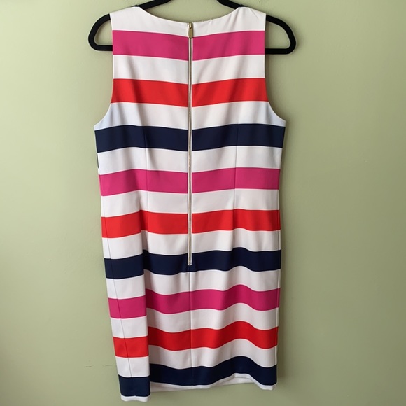 Vince Camuto Striped Sleeveless Gem Neckline Dress - Picture 5 of 7